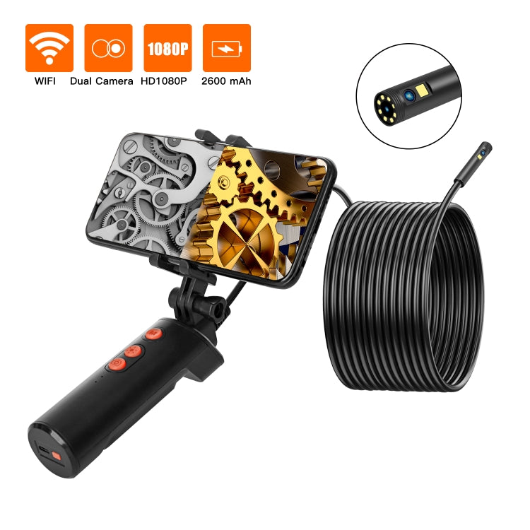F280 8mm 1080P IP68 Water-resistant Dual Camera WiFi Digital Endoscope, Length:10m Hard Cable(Black)