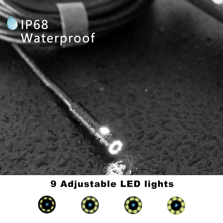 F280 8mm 1080P IP68 Water-resistant Dual Camera WiFi Digital Endoscope, Length:10m Hard Cable(Black)