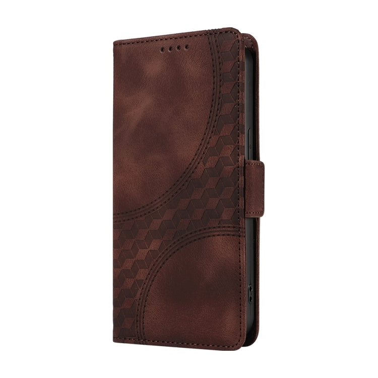 For Samsung Galaxy S25 Ultra 5G Embossed Rhombus Starry Leather Phone Case(Brown)
