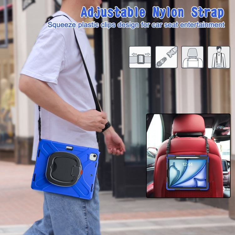 For iPad Air 13 2024 / Air 13 2025 Silicone Hybrid PC Tablet Case with Holder & Shoulder Strap(Blue) - free shipping - PMC Jewellery - Order now!