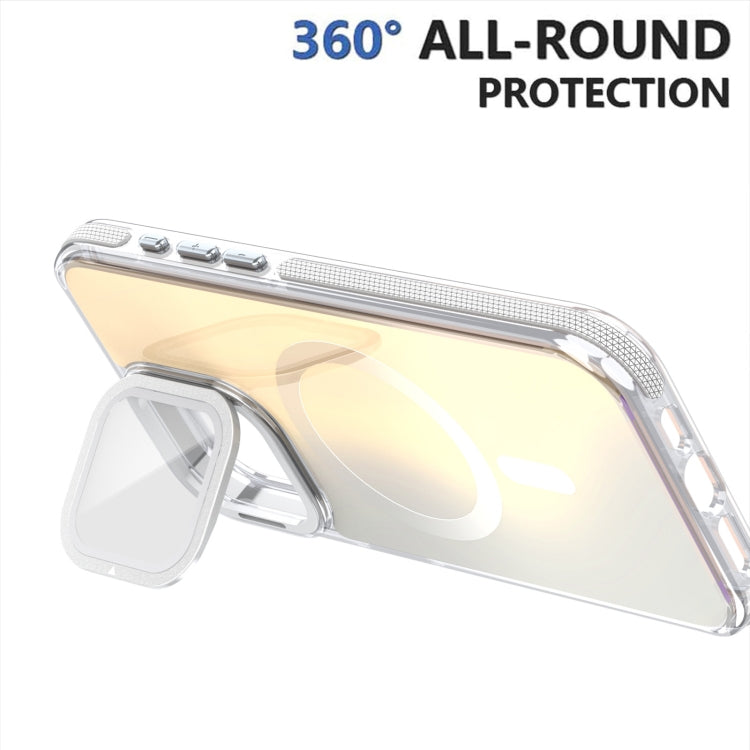 For iPhone 16 Pro MagSafe Gradient Color Lens Film Phone Case with Lens Fold Holder(Orange) - iPhone 16 Pro Cases by PMC TechLife | Online Shopping South Africa | PMC TechLife | Buy Now Pay Later Mobicred