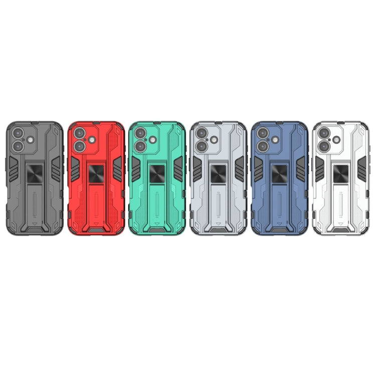 For iPhone 16 Supersonic PC + TPU Holder Phone Case(Blue)