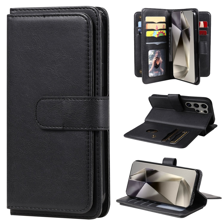 For Samsung Galaxy S25 Ultra 5G Multi-Function Wallet 10 Card Slots Leather Phone Case(Black)