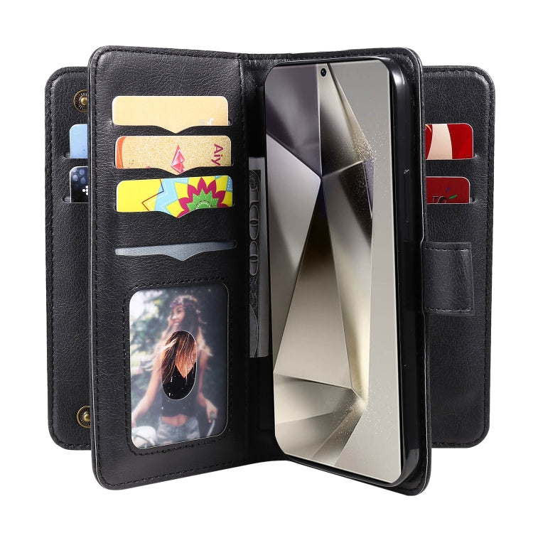 For Samsung Galaxy S25 Ultra 5G Multi-Function Wallet 10 Card Slots Leather Phone Case(Black)