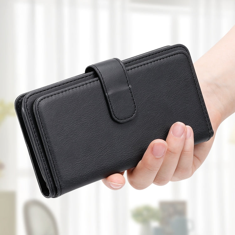 For Samsung Galaxy S25 / S24 5G Multi-Function Wallet 10 Card Slots Leather Phone Case(Black)