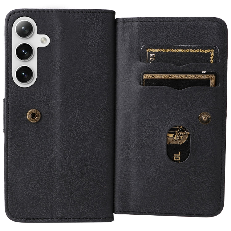 For Samsung Galaxy S25 / S24 5G Multi-Function Wallet 10 Card Slots Leather Phone Case(Black)