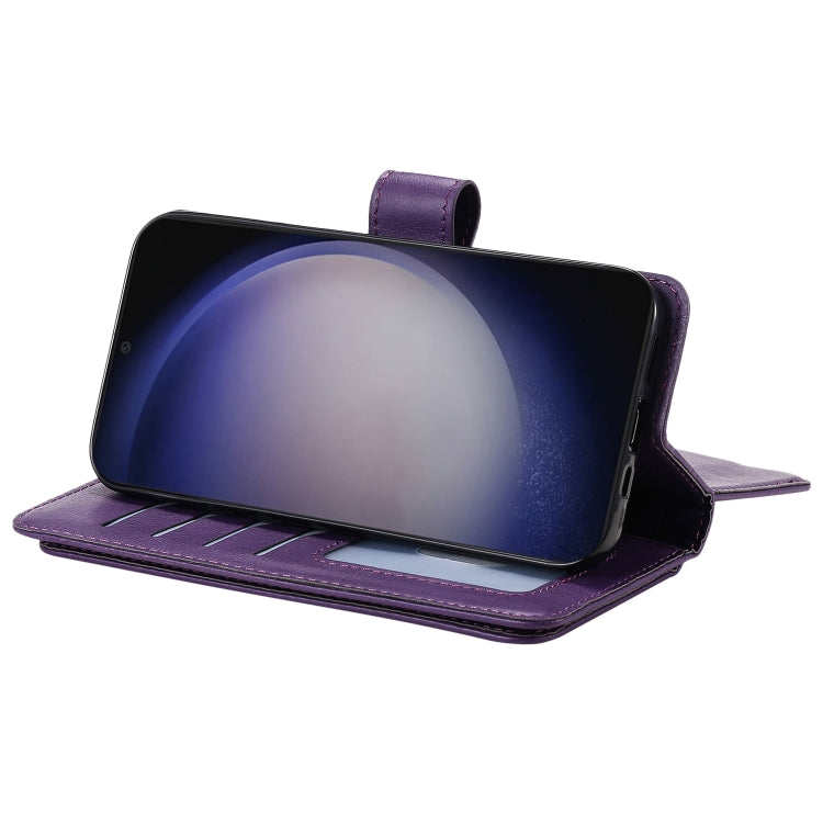 For Samsung Galaxy S25 / S24 5G Multi-Function Wallet 10 Card Slots Leather Phone Case(Violet) - Galaxy S25 5G Cases by PMC Jewellery | Online Shopping South Africa | PMC Jewellery | Buy Now Pay Later Mobicred