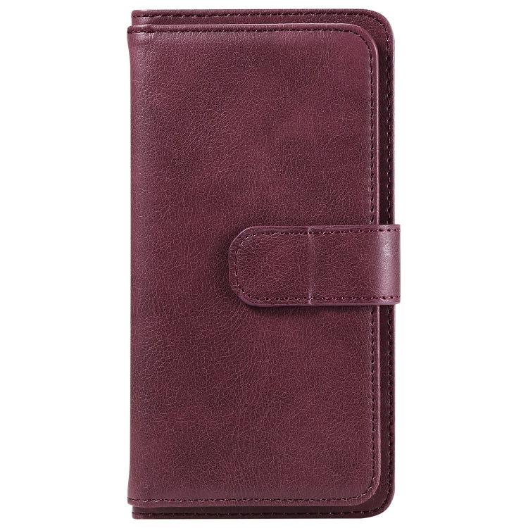 For Samsung Galaxy S25+ / S24+ 5G Multi-Function Wallet 10 Card Slots Leather Phone Case(Claret)