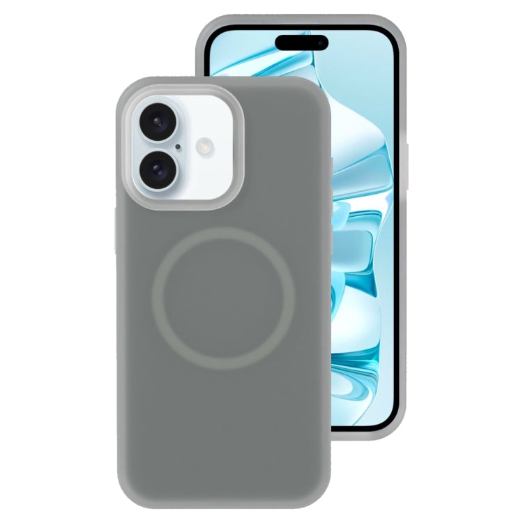 For iPhone 16 Jelly Liquid Silicone MagSafe Magnetic Phone Case(Grey)