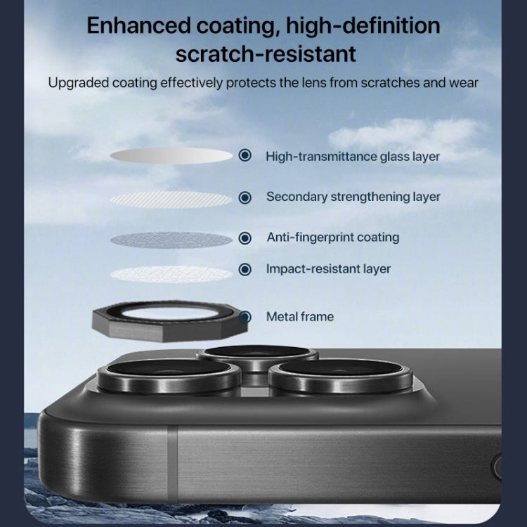 For iPhone 16 Pro / 16 Pro Max HD Lens Protective Film with Diamond(Rose Red)