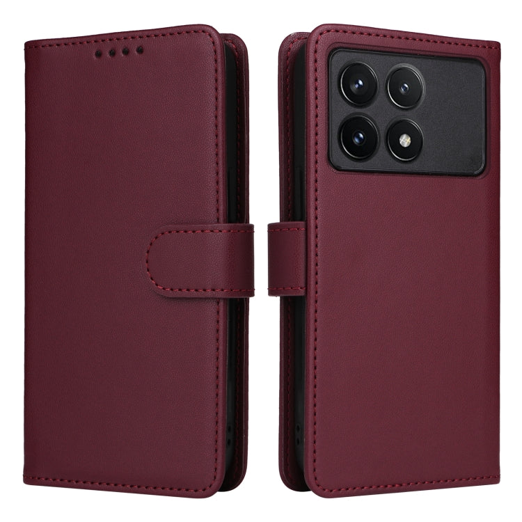 For Redmi K70 / K70 Pro BETOPNICE BN-005 2 in 1 Detachable Imitate Genuine Leather Phone Case(Wine Red)