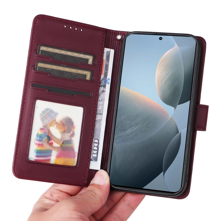 For Redmi K70 / K70 Pro BETOPNICE BN-005 2 in 1 Detachable Imitate Genuine Leather Phone Case(Wine Red)