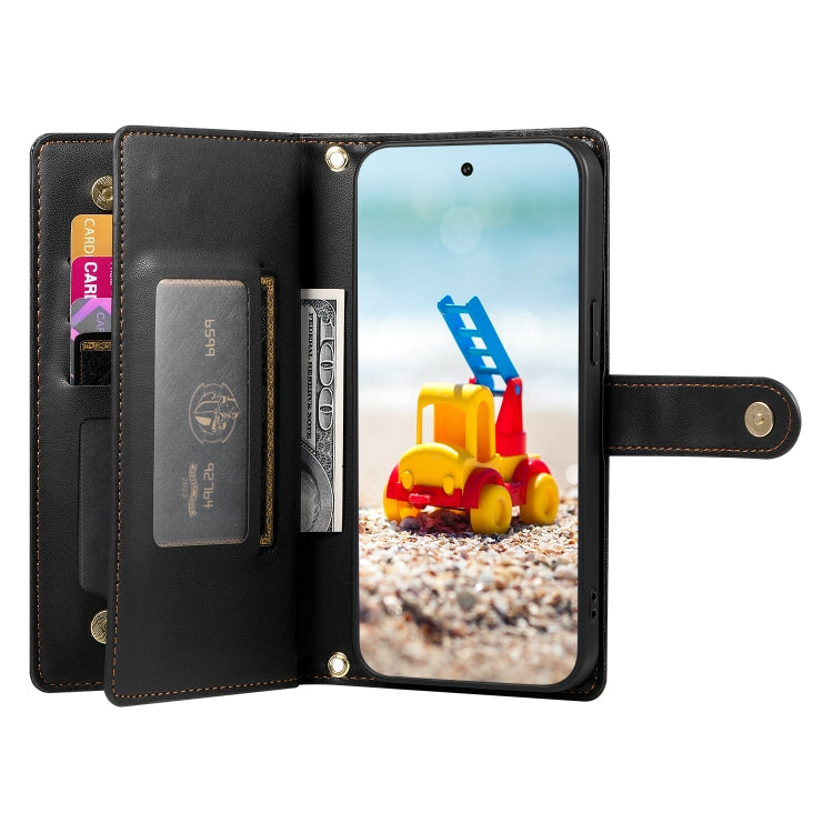 For Google Pixel 9 Pro XL Nine Card-slot Zipper Wallet Bag Leather Phone Case(Black)