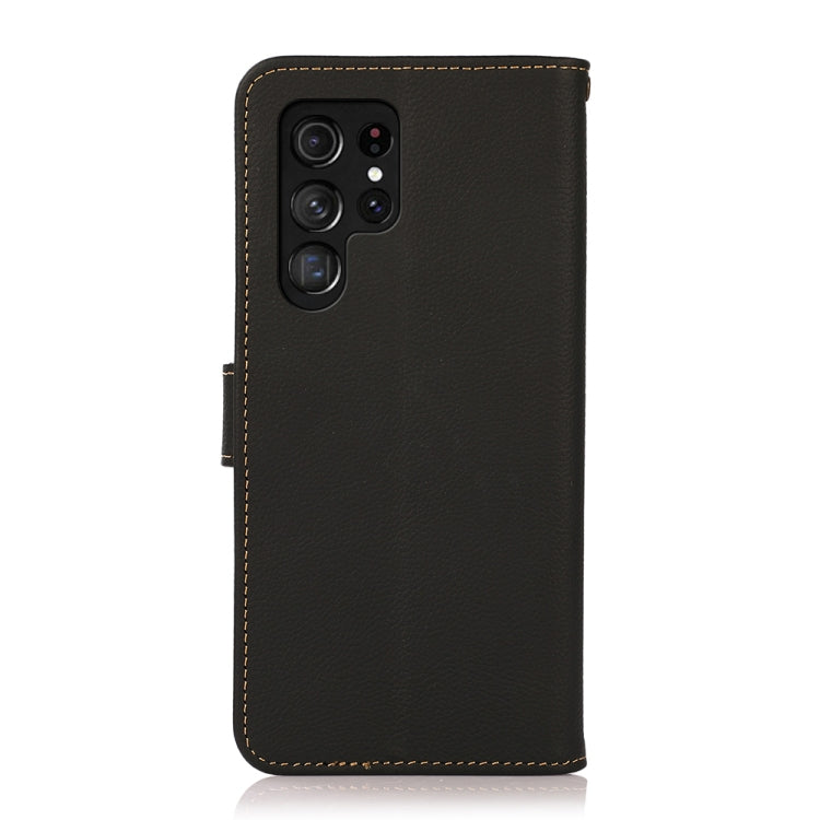For Samsung Galaxy S25 Ultra 5G KHAZNEH Custer Genuine Leather RFID Phone Case(Black)