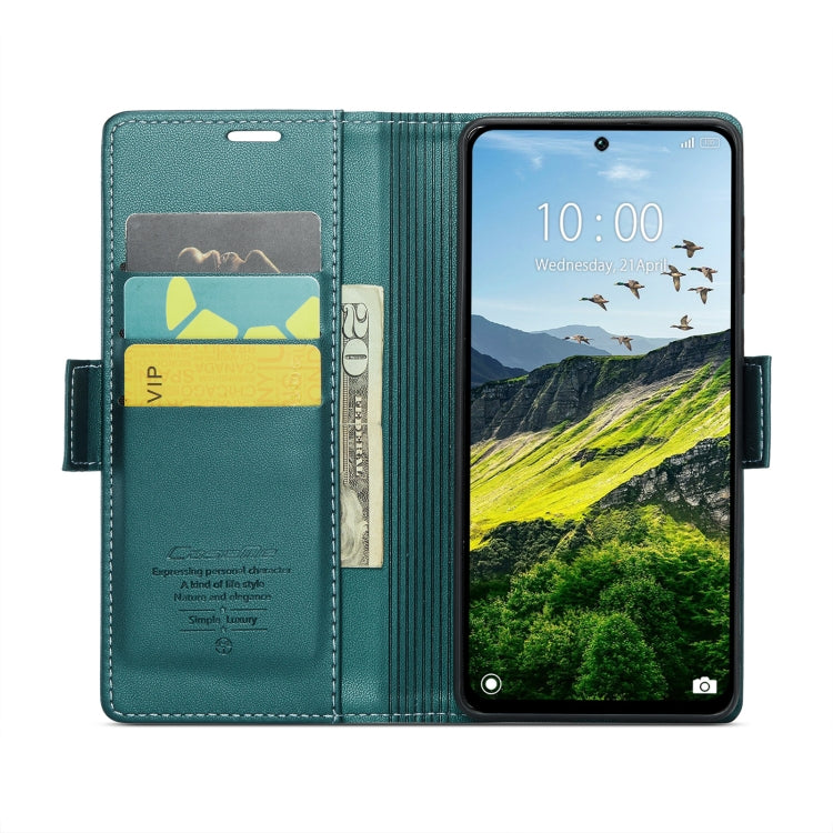 For Redmi 13 CaseMe 023 Butterfly Buckle Litchi Texture RFID Anti-theft Leather Phone Case(Pearly Blue)
