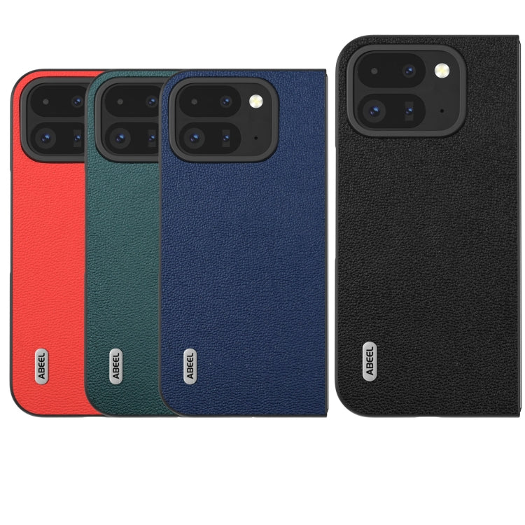 For Google Pixel 9 Pro Fold ABEEL Genuine Leather Luolai Series Phone Case(Red) - Google Cases by PMC TechLife | Online Shopping South Africa | PMC TechLife | Buy Now Pay Later Mobicred