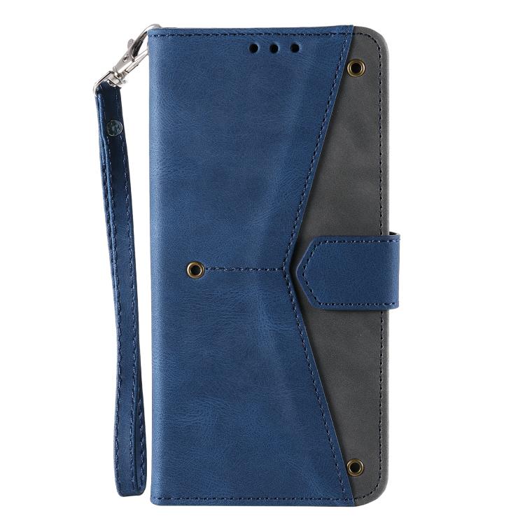 For iPhone 16e Nail Skin Feel Stitching Calf Texture Leather Phone Case(Blue)