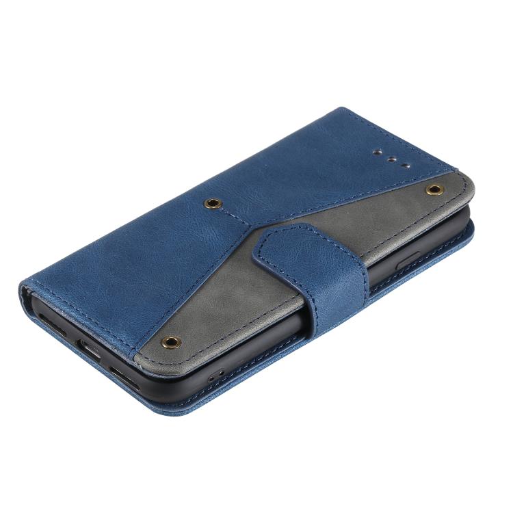 For iPhone 16e Nail Skin Feel Stitching Calf Texture Leather Phone Case(Blue)