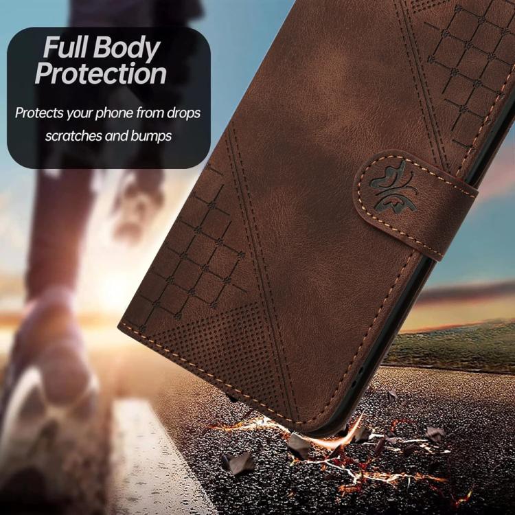 For iPhone 17 Air YX0080 Grid Butterfly Embossed Pattern Flip Leather Phone Case with Lanyard(Coffee) - free shipping - PMc TechLife - Order now!