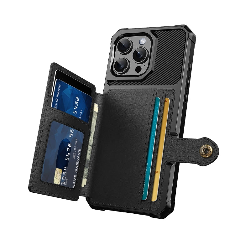 For iPhone 16 Pro Magnetic Wallet Card Bag Leather Phone Case(Black)
