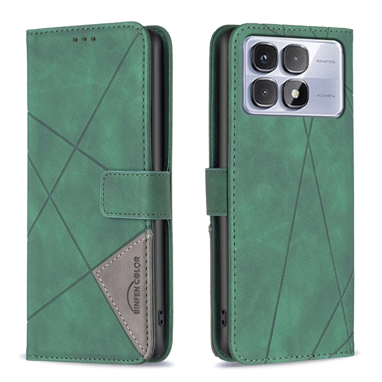 For Redmi K70 Ultra Magnetic Buckle Rhombus Texture Leather Phone Case(Green)