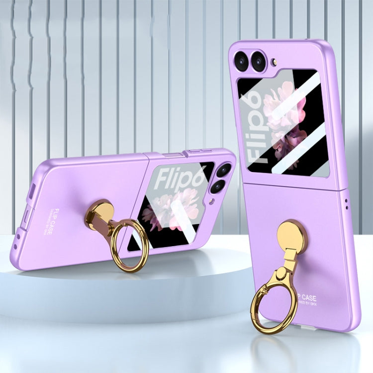 For Samsung Galaxy Z Flip6 GKK Integrated Ultra-thin Triaxial Ring Holder PC Phone Case(Purple)