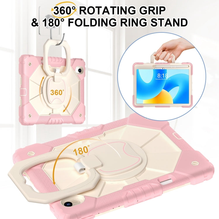 For Huawei Matepad 11.5 2023 Contrast Color Robot Silicone Hybrid PC Tablet Case(Rose Gold Beige)