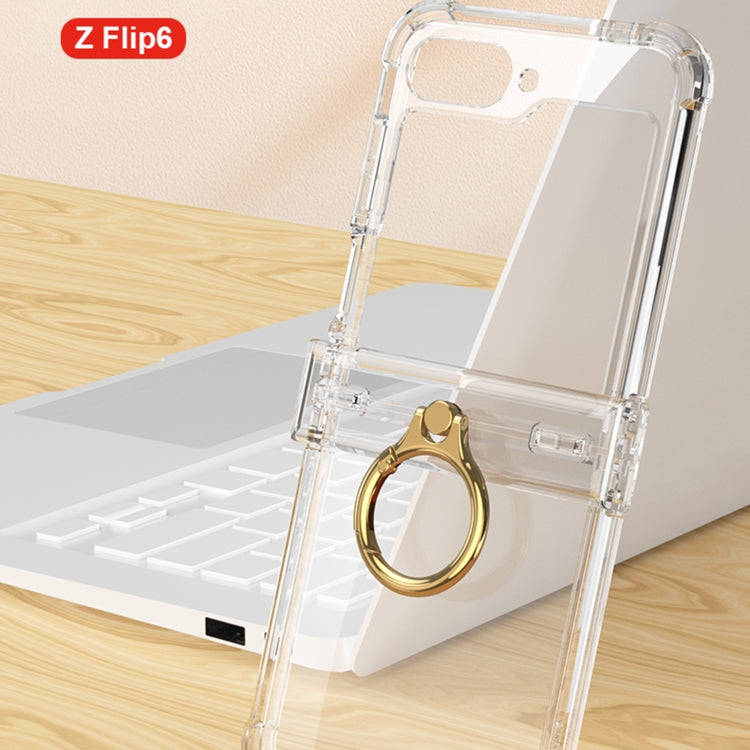 For Samsung Galaxy Z Flip6 GKK Clear Airbag Hinge Full Coverage Phone Case with Ring / Metal Chain(Silver) - free shipping - PMC Jewellery - Order now!