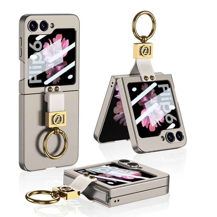For Samsung Galaxy Z Flip6 GKK Integrated Ultra-thin Phone Case with Z Ring Holder(Titanium Grey)