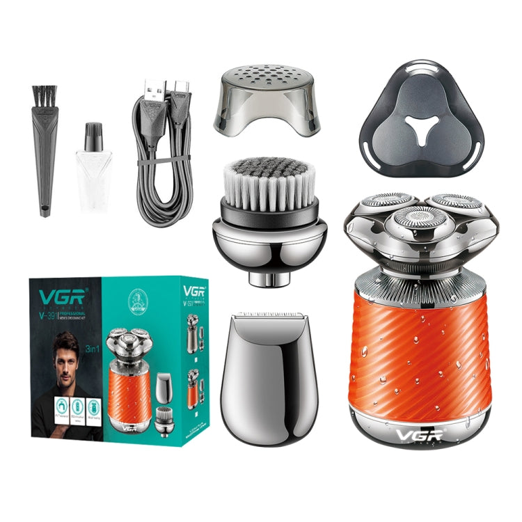 VGR V-391 5W USB 3 in 1 Smart Floating Three-Head Shaver(Orange) - free shipping - PMC TechLife - Order now!