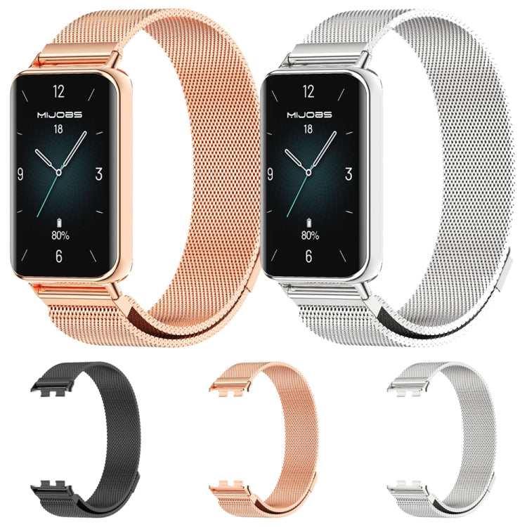 For Honor Band 10 / 9 MIJOBS Milan Magnetic Stainless Steel Watch Band(Black) - Watch Bands by MIJOBS | Online Shopping South Africa | PMc TechLife | Buy Now Pay Later Mobicred