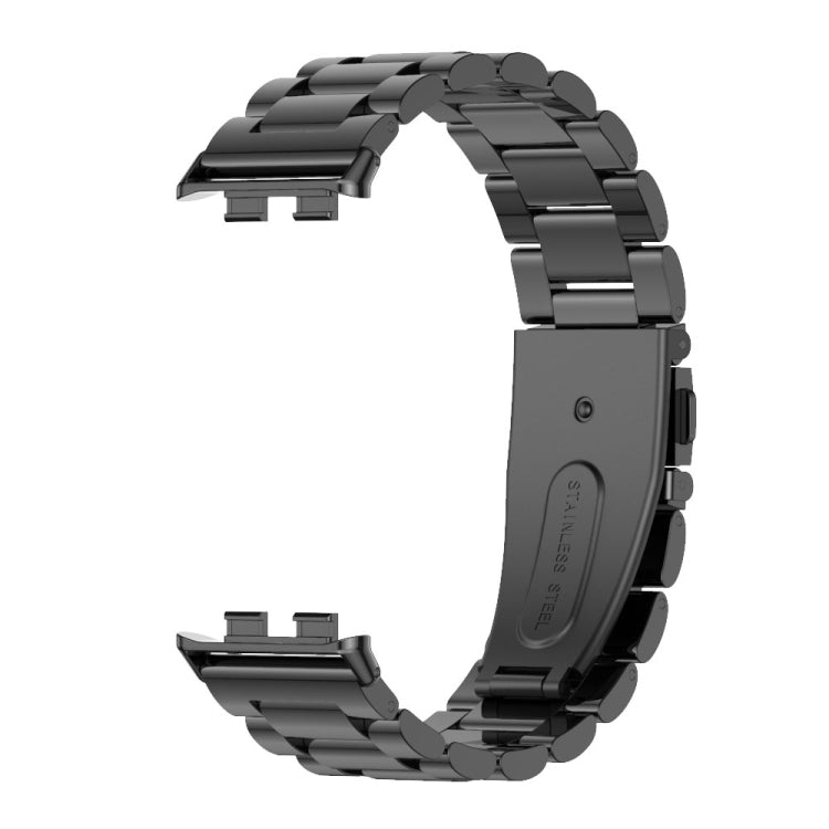 For Honor Band 10 / 9 MIJOBS Three-Beads Stainless Steel Watch Band(Black)