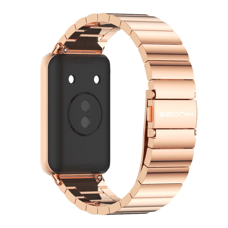 For Honor Band 10 / 9 MIJOBS Bamboo Stainless Steel Watch Band(Rose Gold)