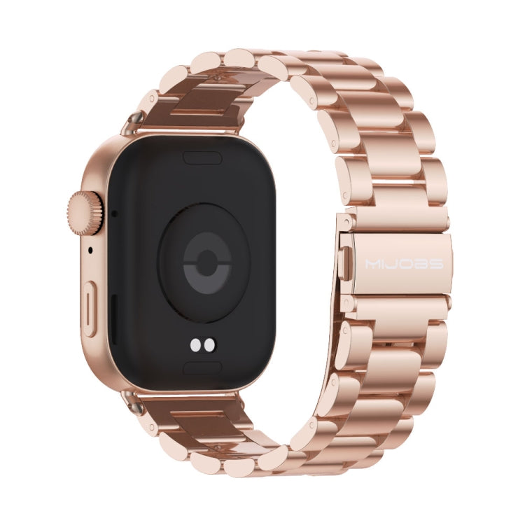 For Huawei Watch Fit3 MIJOBS Three-Beads Stainless Steel Watch Band(Rose Gold)