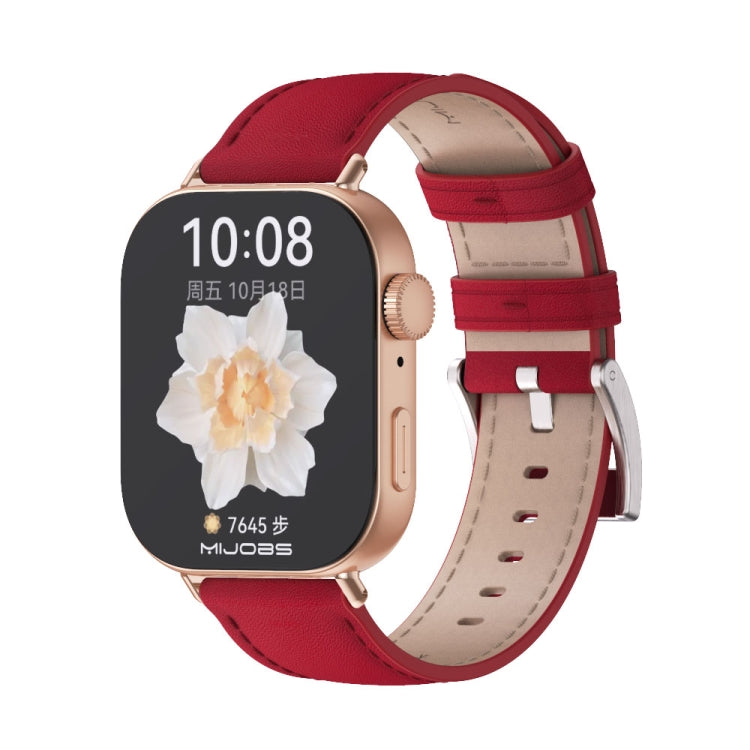 For Huawei Watch Fit3 MIJOBS Genuine Leather Watch Band(Red Rose Gold)