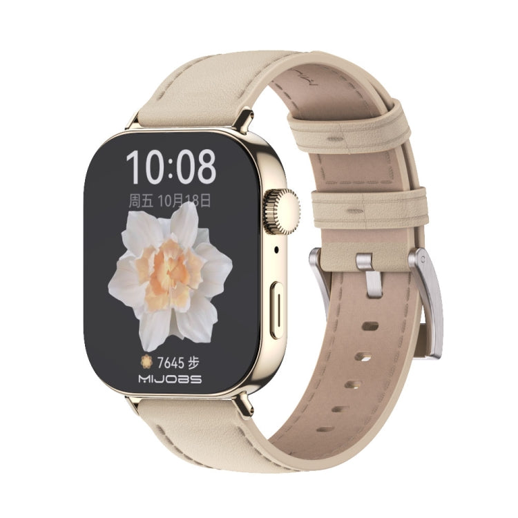 For Huawei Watch Fit3 MIJOBS Genuine Leather Watch Band(Beige Light Gold)