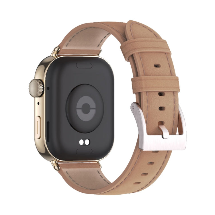 For Huawei Watch Fit3 MIJOBS Genuine Leather Watch Band(Apricot Light Gold)