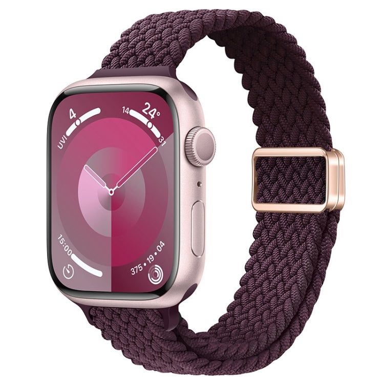 For Apple Watch SE 44mm Slim Magnetic Buckle Nylon Braided Watch Band(Crimson Cherry)