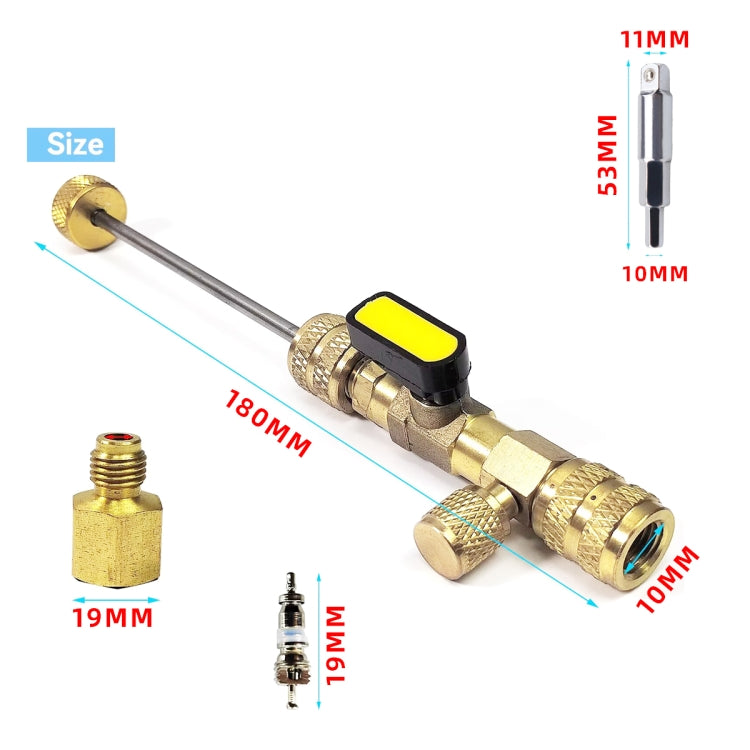 36pcs / Set T6 Air Conditioning Valve Core Remover Installer Tool with Dual Size SAE 1/4 and 5/16 Ports(Gold)