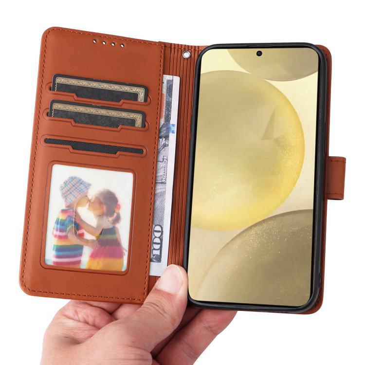 For Samsung Galaxy S25 5G BETOPNICE BN-005 2 in 1 Detachable Imitate Genuine Leather Phone Case(Brown)