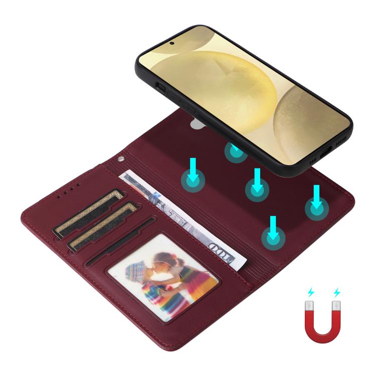 For Samsung Galaxy S25 5G BETOPNICE BN-005 2 in 1 Detachable Imitate Genuine Leather Phone Case(Wine Red)