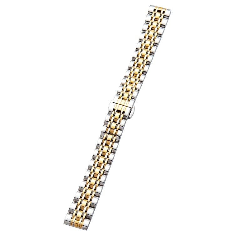 For Garmin Lily 2 Seven-beads 14mm Stainless Steel Watch Band(Silver Gold)