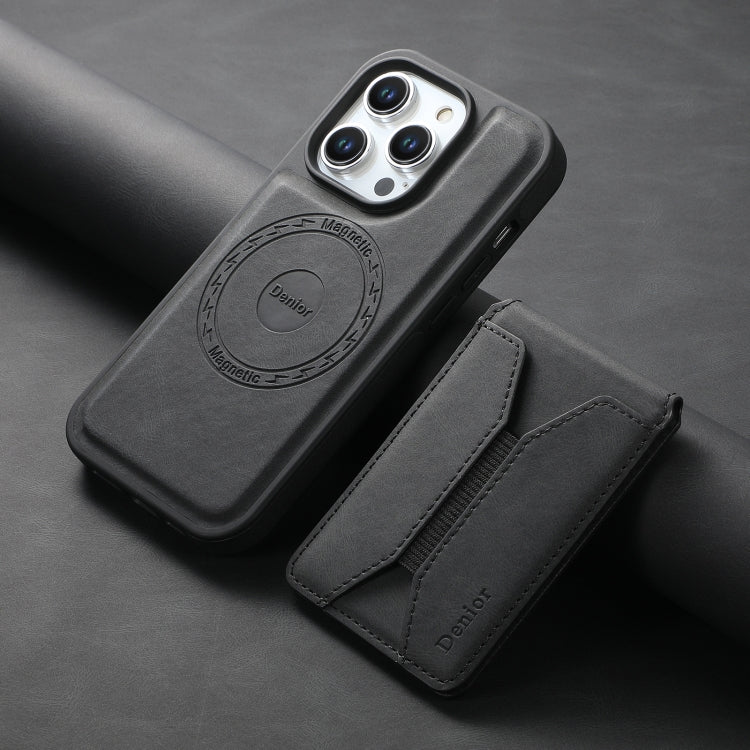 For iPhone 16 Pro Max Denior D17 Skin Feel MagSafe Detachable Card Slot Phone Case(Black)