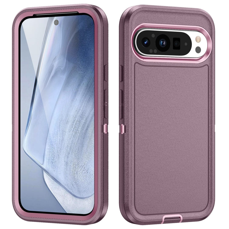 For Google Pixel 9 Life Water-resistant Rugged PC + Silicone Phone Case(Purple + Pink)