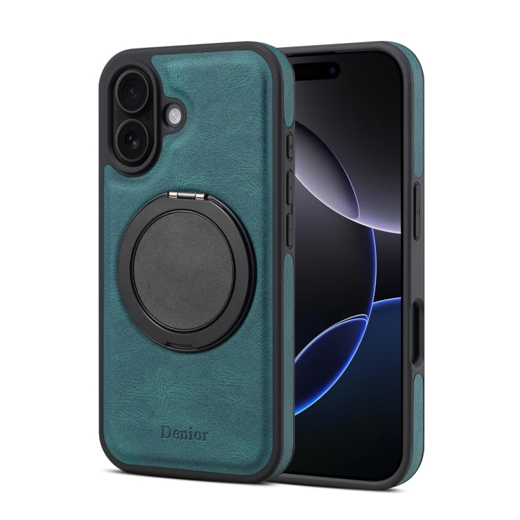 For iPhone 16 Plus Denior A14 Skin Feel Rotating Holder MagSafe Phone Case(Blue)