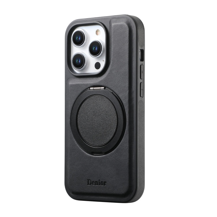 For iPhone 16 Pro Denior A14 Skin Feel Rotating Holder MagSafe Phone Case(Black)