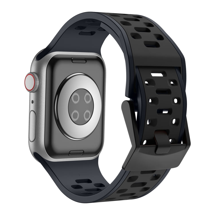 For Apple Watch Series 9 45mm Meteorite Two-color Silicone Watch Band(Grey Black)