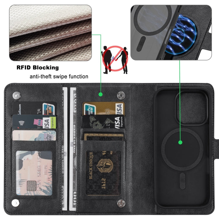 For iPhone 16 Pro ViLi GVA Series MagSafe Magnetic RFID Leather Phone Case(Black) - free shipping - PMC TechLife - Order now!