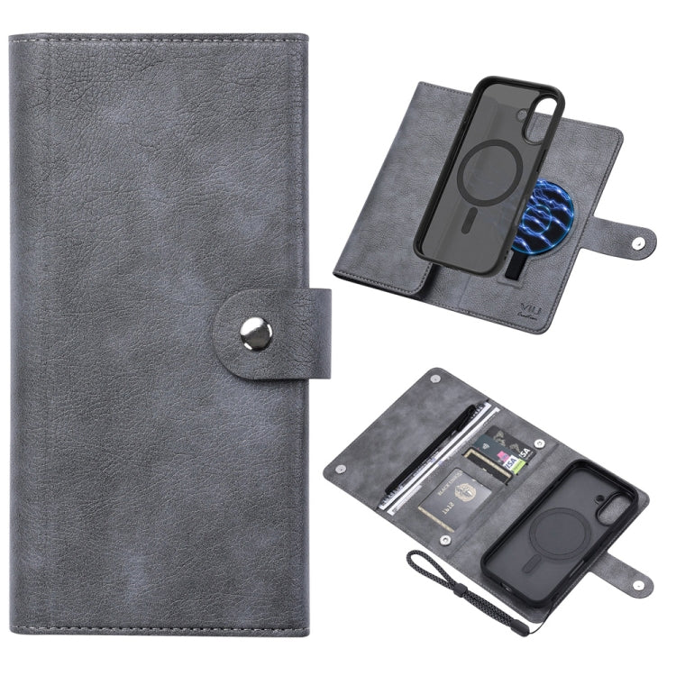 For iPhone 16 ViLi GVS Series MagSafe Magnetic RFID Leather Phone Case(Grey)