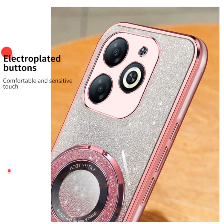 For Tecno Spark Go 2024 Plated Gradient Glitter Round Holder TPU Phone Case(Silver) - Tecno Cases by PMC Jewellery | Online Shopping South Africa | PMC Jewellery | Buy Now Pay Later Mobicred